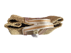 Sac Cabas en feuille de Palmier – Sangles Or et Blanc, Pompon