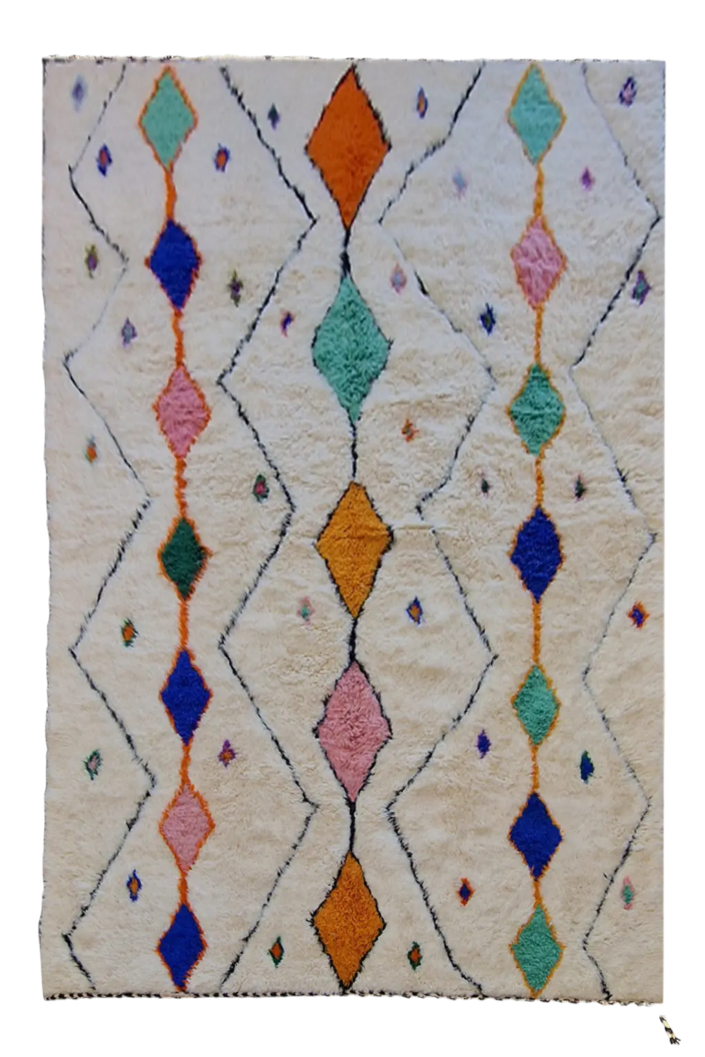 Tapis traditionnel marocain Coloré style Azilal 207 x 332 cm en laine, noué à la main 