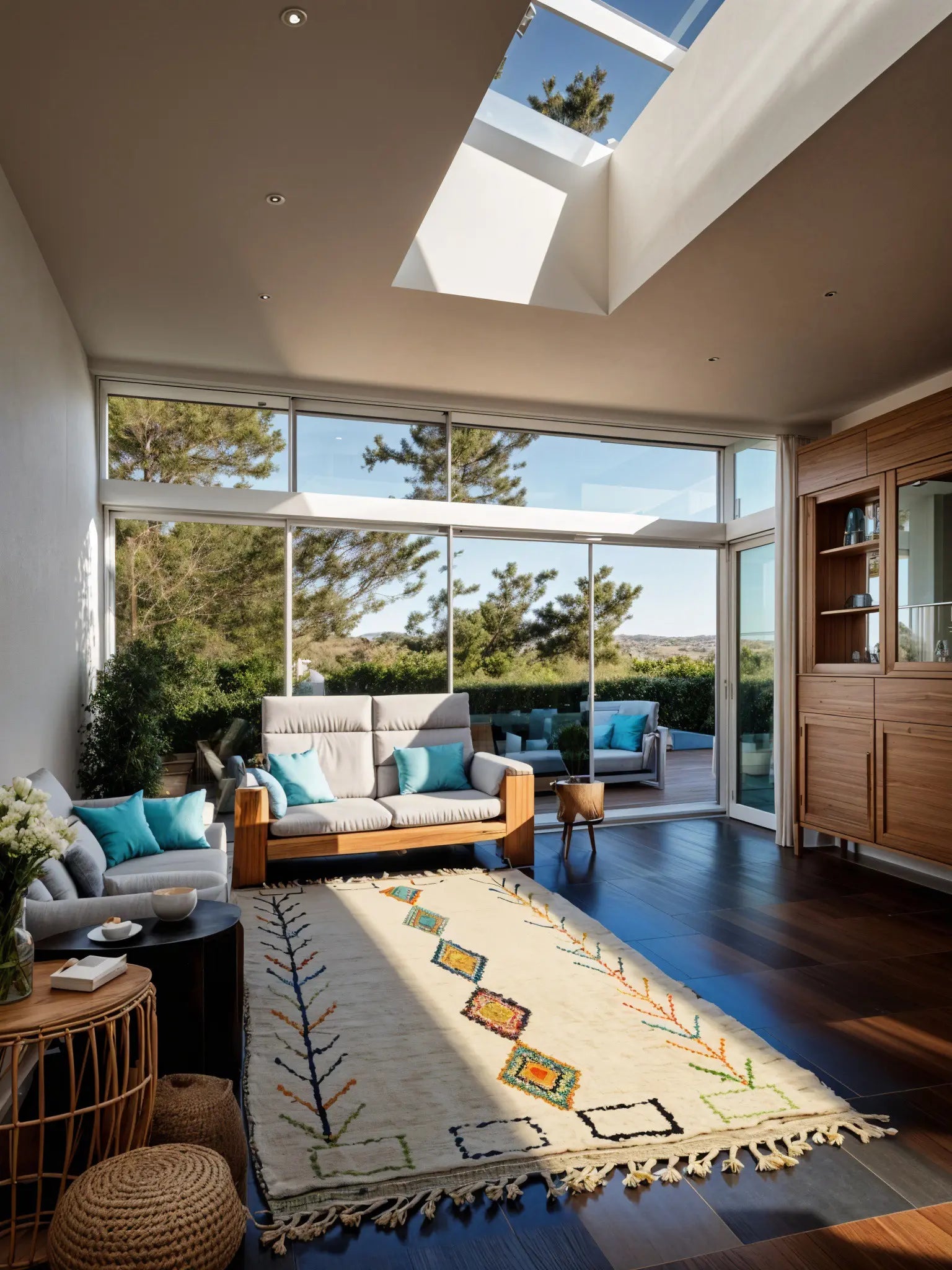 Tapis Béni Ouarain coloré 158 x 284 cm en laine